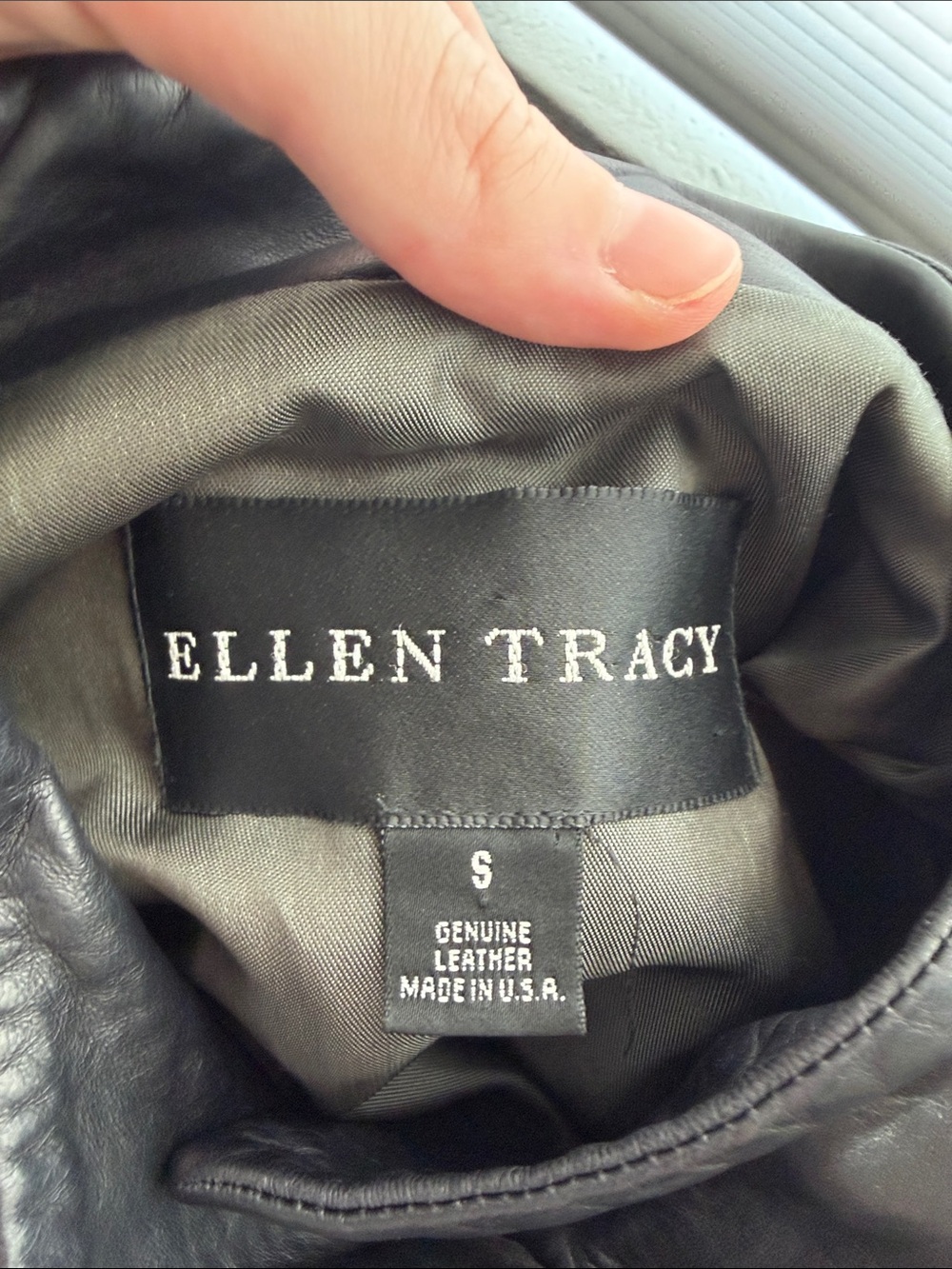 Vintage Ellen Tracey Genuine Leather Unique High Neck Leather Jacket - Picture 7 of 7